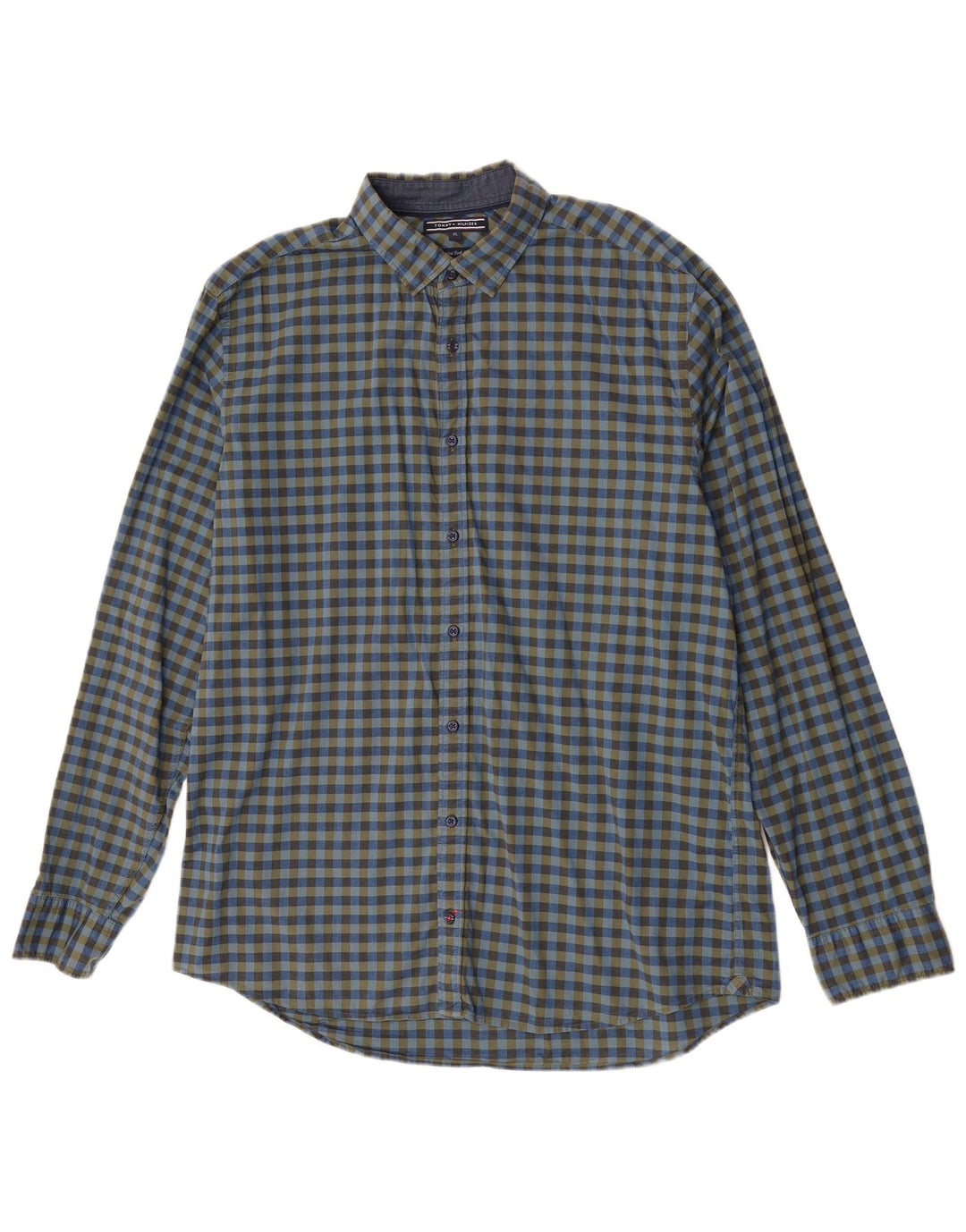 Tommy Hilfiger Mens Shirt XL Blue Gingham Cotton