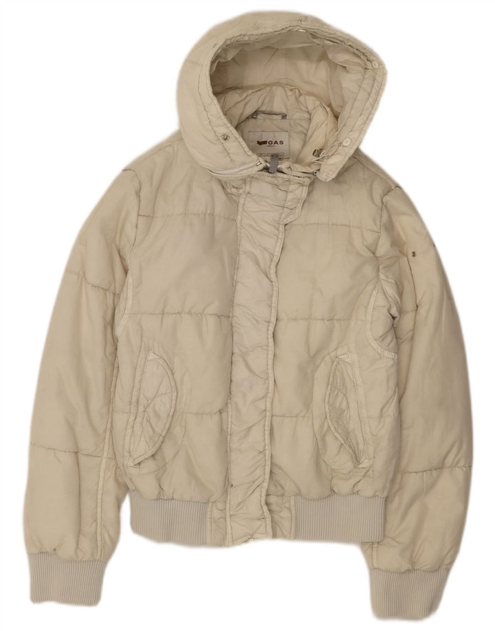 Gas Veste matelassée à capuche pour femme IT 44 Medium Off White Polyamide