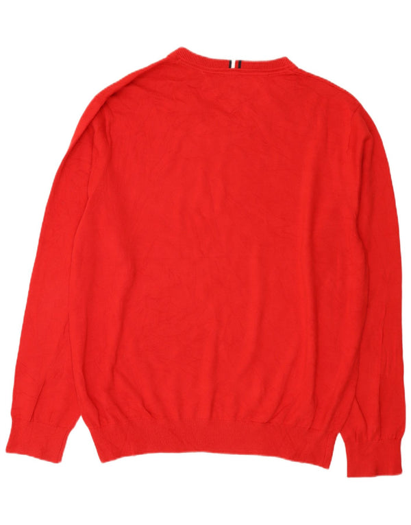Maglione maglione con scollo a V da uomo Tommy Hilfiger 2XL cotone rosso