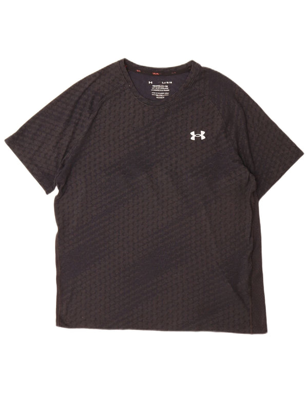 Under Armour Mens Heat Gear grafikus póló felső nagy fekete geometrikus