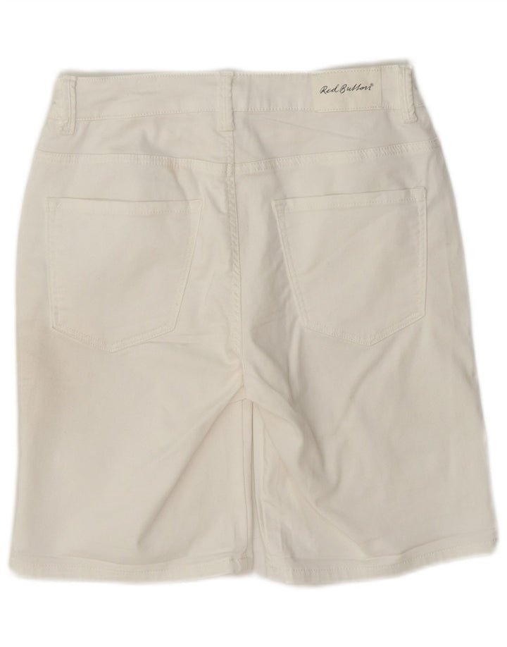 Pantaloncini casual da donna con bottone rosso EU 36 Small W27 Cotone bianco