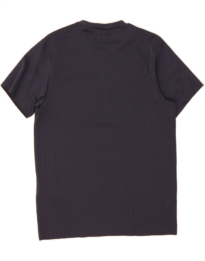 JACK & JONES Mens T-Shirt Top Small Navy Blue Pinstripe Polyester Vintage Jack & Jones and Second-Hand Jack & Jones from Messina Hembry 