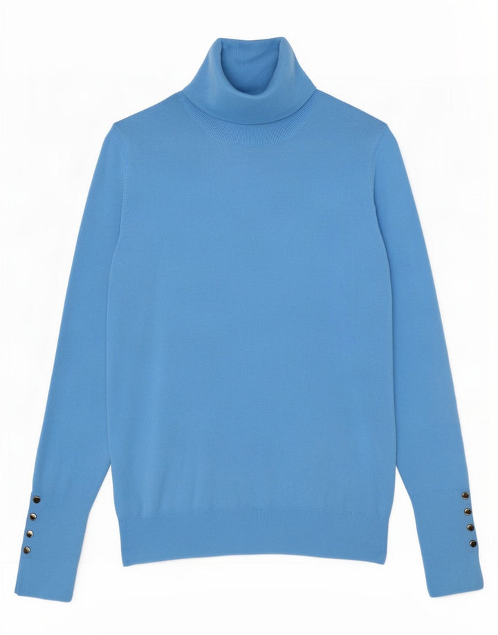 Zara Womens Roll Neck Jumper Sweater UK 12 Medium Blue Viscose