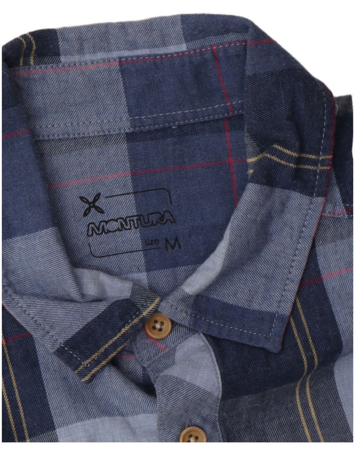 MONTURA Mens Flannel Shirt Medium Navy Blue Check