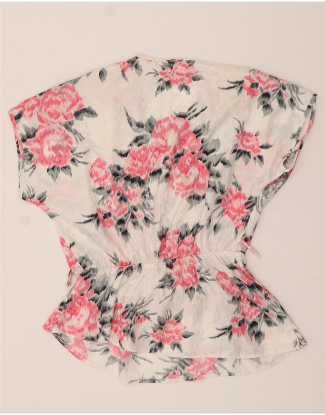 VINTAGE Womens Blouse Top IT 42 Medium White Floral Vintage Vintage and Second-Hand Vintage from Messina Hembry 