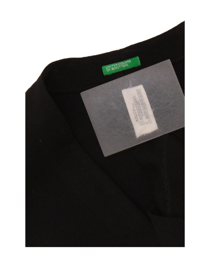 Benetton Womens Longline Open Cardigan Sweater UK 14 Medium Black Wool
