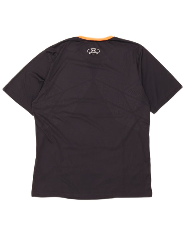Under Armour Heat Gear T-Shirt Top XL Bleu Marine Colorblock Polyester