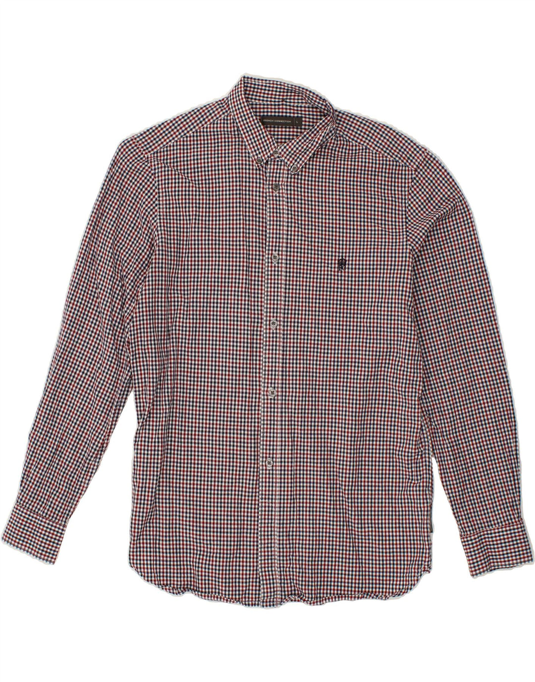 FRENCH CONNECTION Mens Shirt Large Red Geometric Cotton Vintage French Connection and Second-Hand French Connection from Messina Hembry 