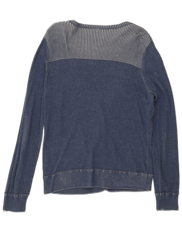Esprit Dame Cardigan Sweater UK 18 XL Blå Nålestribet Bomuld