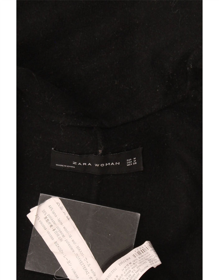 ZARA Womens Longline Open Cardigan Sweater UK 14 Medium Black Wool
