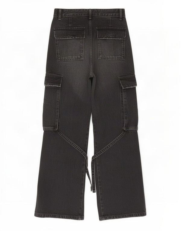 Zara Damen Cargo-Jeans mit weitem Bein, EU 34, 2XS, W24, L31, Grau