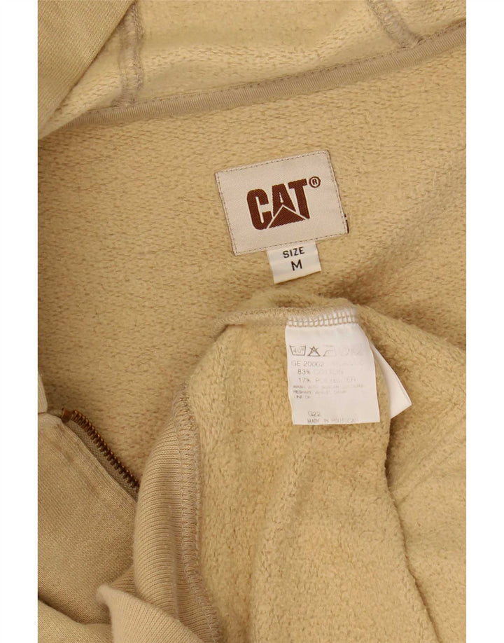 CAT Mens Zip Hoodie Sweater Medium Beige Cotton