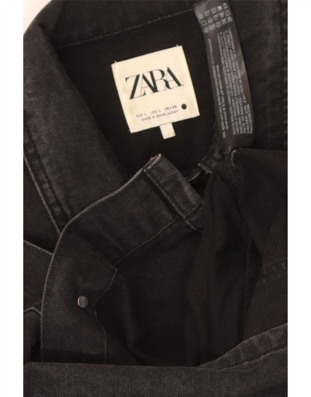 Cappotto in denim da donna Zara UK 14 grande cotone nero