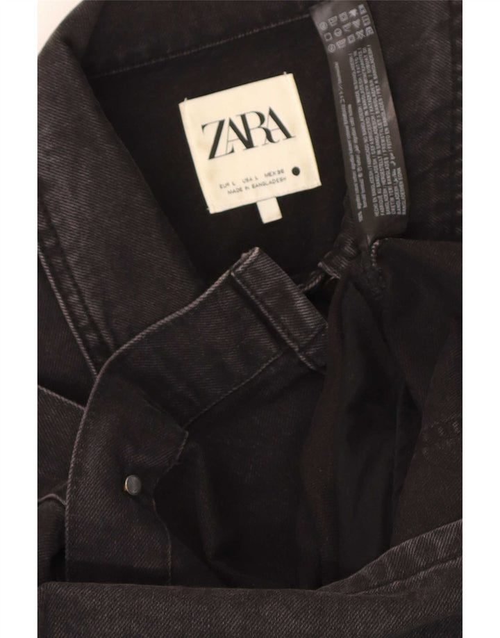 Cappotto in denim da donna Zara UK 14 grande cotone nero
