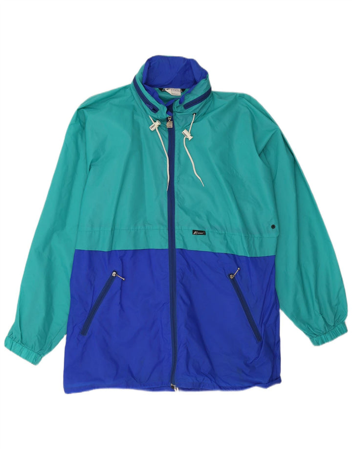 K-Way Mens Hooded Rain Jacket UK 38 Medium Green Colourblock Polyamide