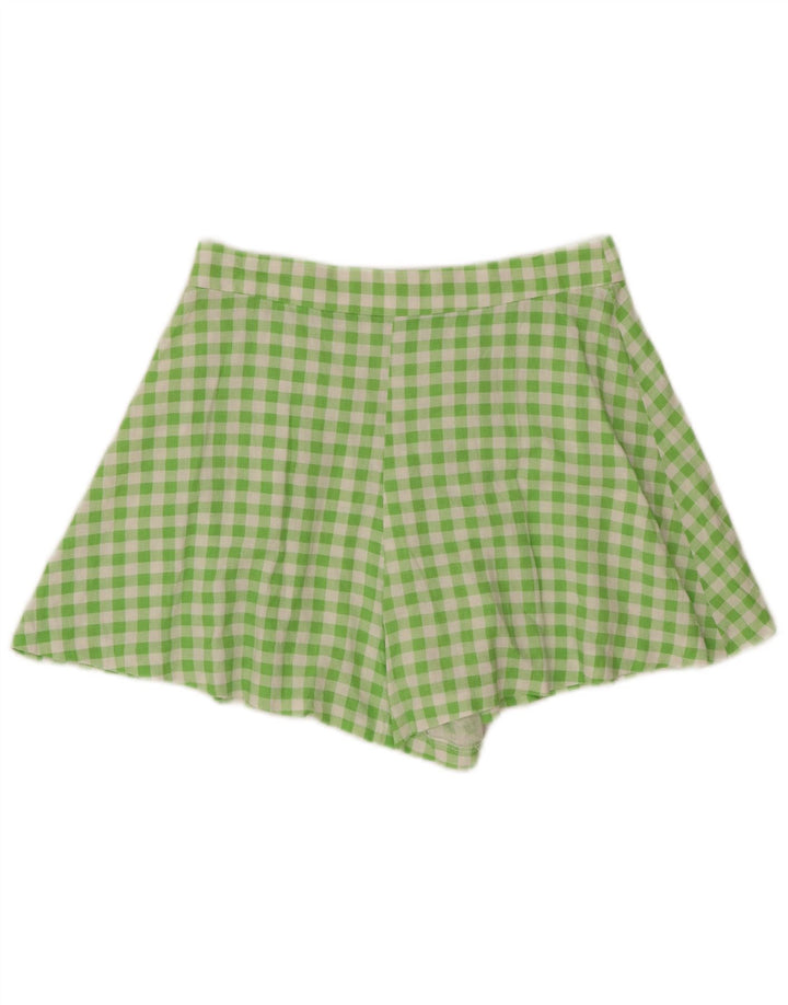 Zara Damen Pegged Casual Shorts Medium W28 Grün Gingham