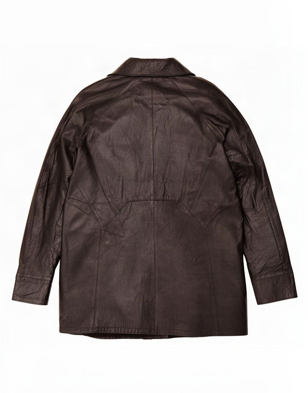 Vintage damski płaszcz skórzany typu oversize IT 46, duży czarny