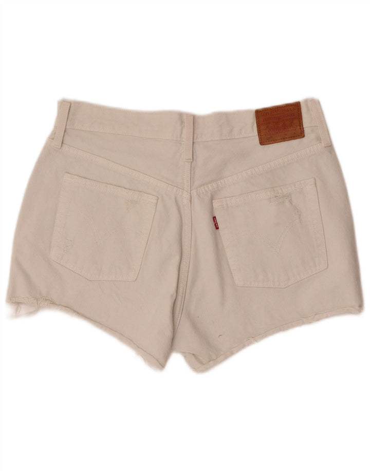 Levi's Womens 501 Distressed Denim Shorts W30 Medium Off White Cotton
