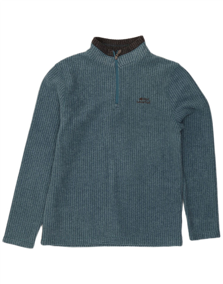 Weird Fish Mens Zip Neck Fleece Jumper Small Blue Polyester