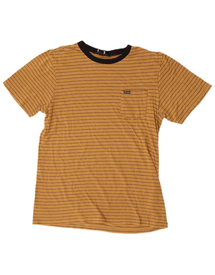 T-shirt da uomo Volcom Top in cotone a righe gialle medie