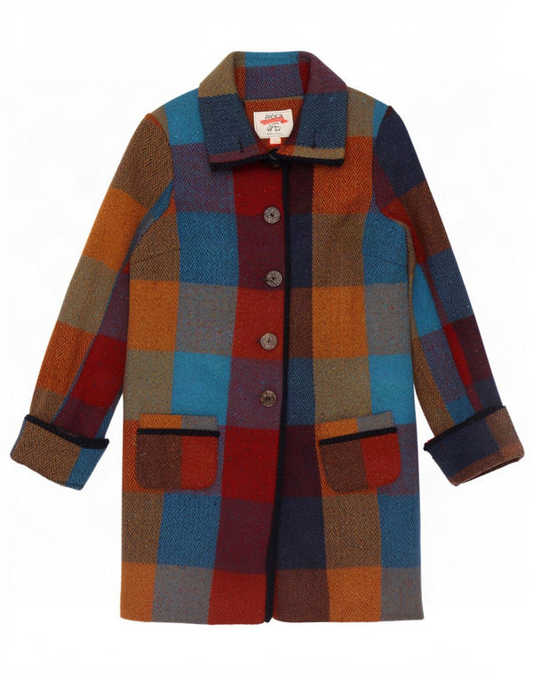 Avoca Γυναικείο Oversized Πανωφόρι UK 1 2XS Πολύχρωμο μαλλί καρέ
