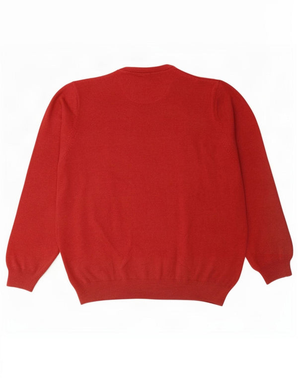 Ανδρικό πουλόβερ Marks & Spencer Crew Neck Jumper XL Κόκκινο βαμβακερό