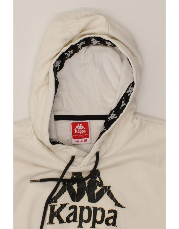KAPPA Womens Graphic Hoodie Jumper UK 14 Medium White Vintage Kappa and Second-Hand Kappa from Messina Hembry 