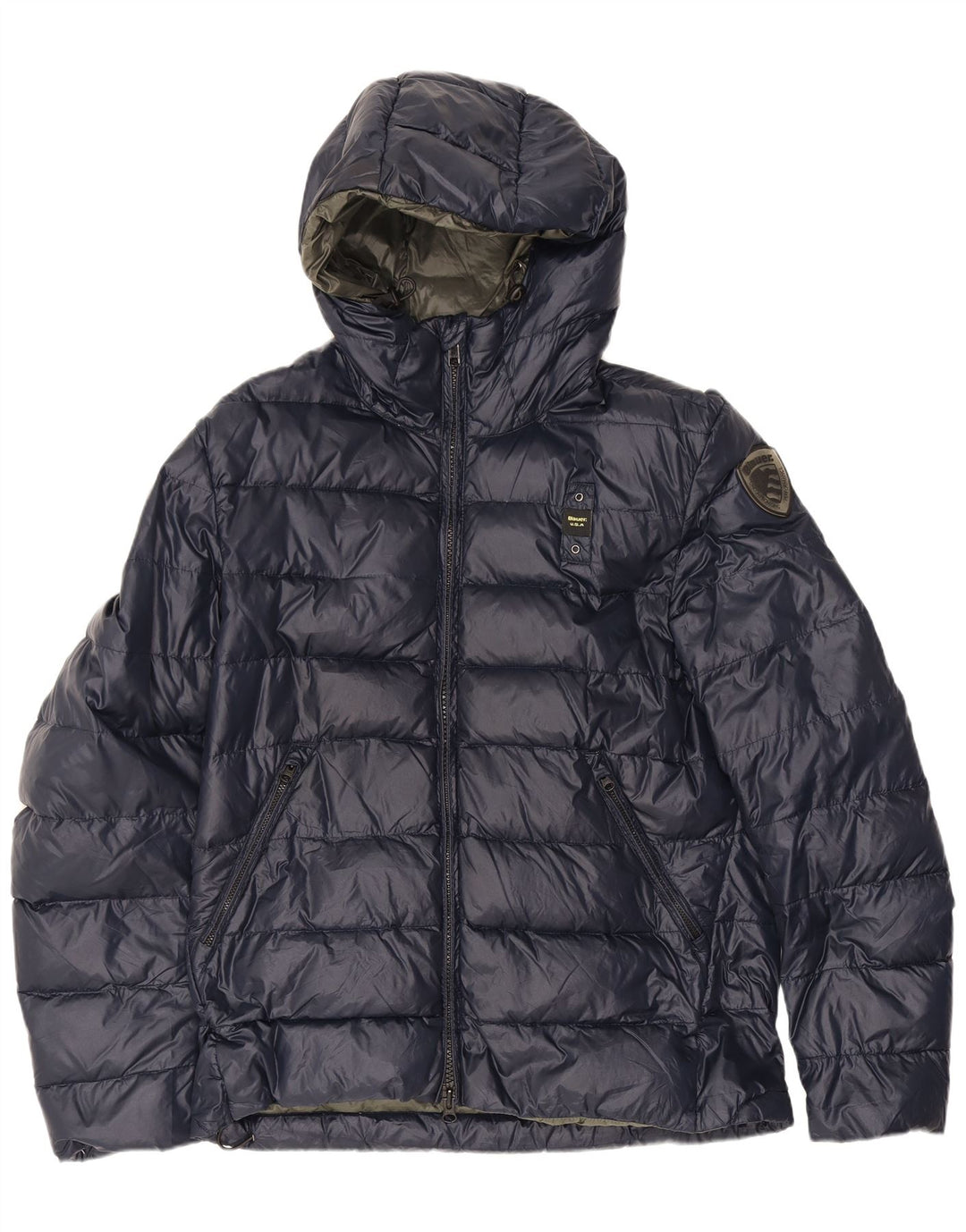 Jaqueta masculina acolchoada com capuz Blauer UK 40 grande poliamida azul marinho