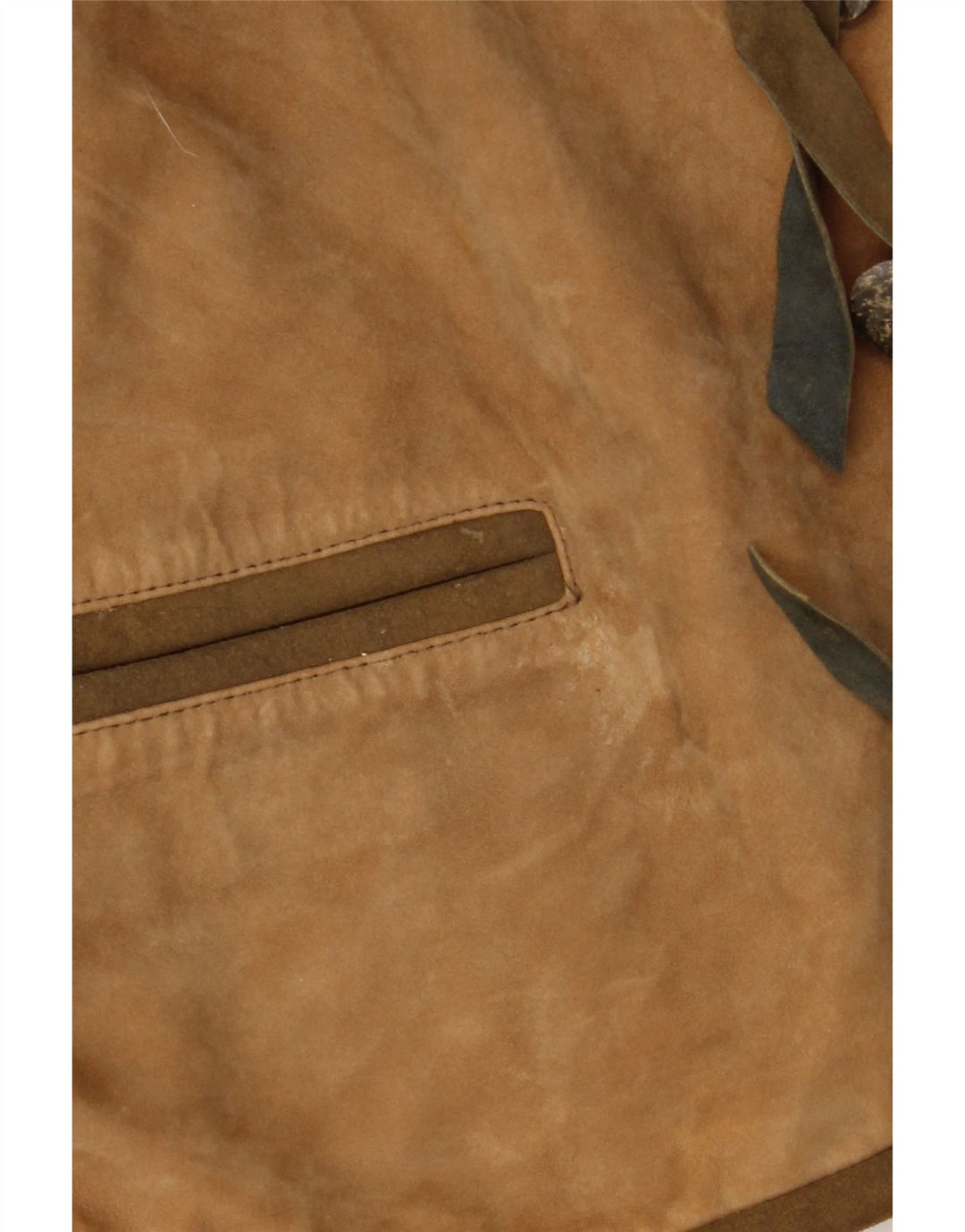 Vintage Womens Trachten Suede Jacket EU 36 Small Beige Leather