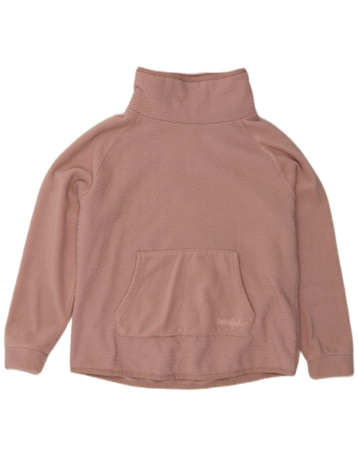 Weird Fish Womens Fleece Jumper UK 16 Large Pink Argyle/Diamond Polyester