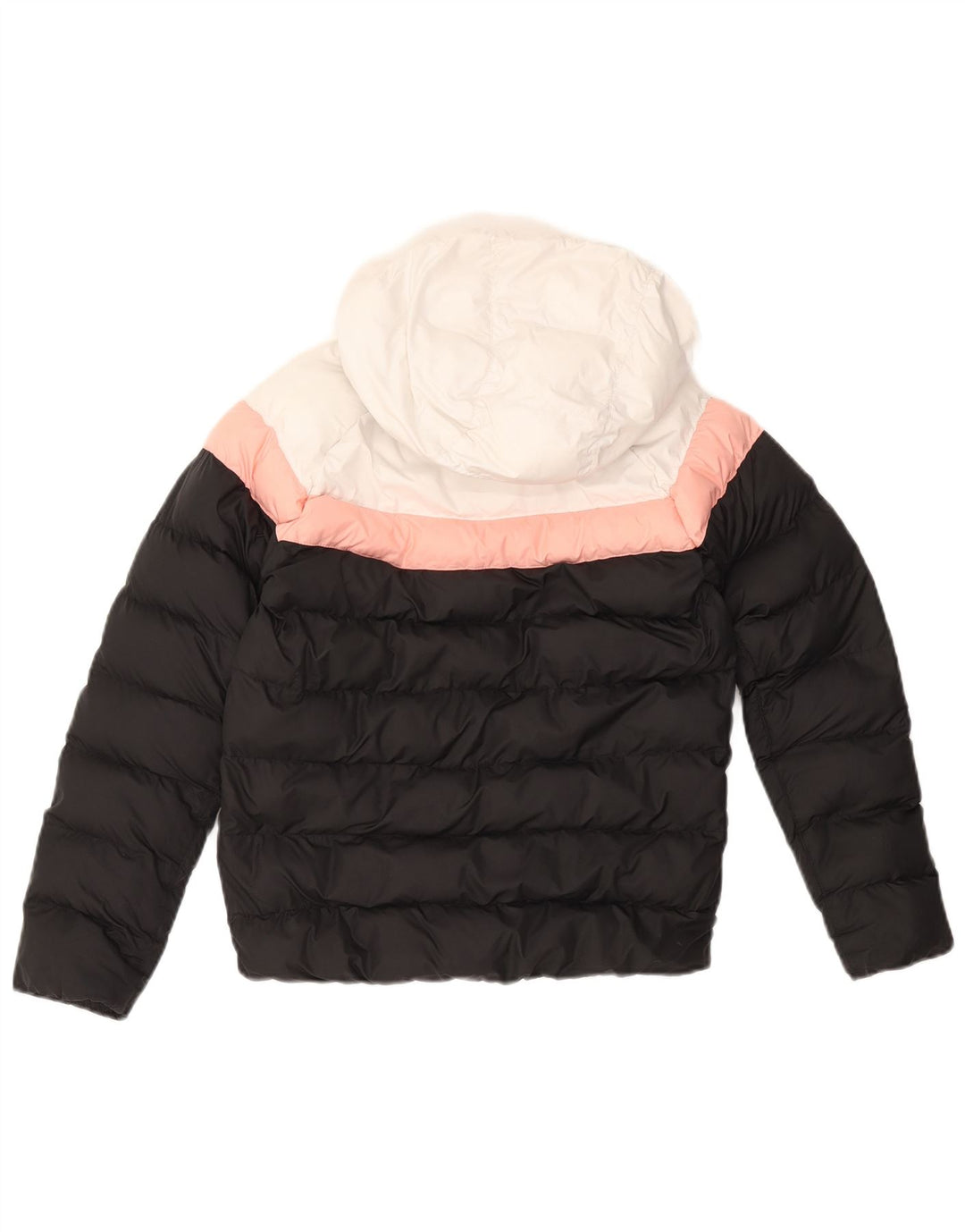 NIKE Boys Hooded Padded Jacket 10-11 Years Medium Black Colourblock