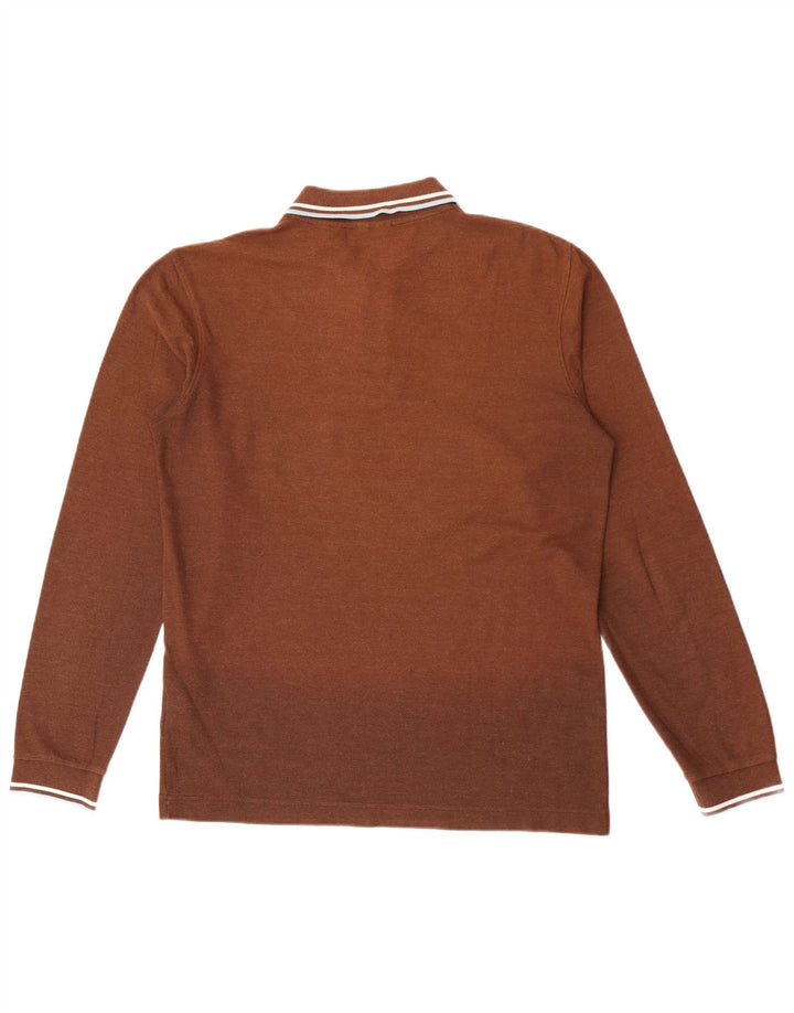Fila Mens Long Sleeve Polo Shirt Medium Brown Cotton