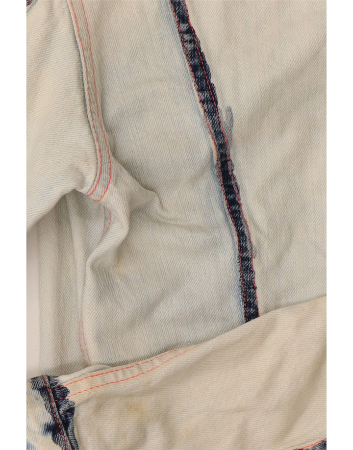 REPLAY Womens Crop Denim Jacket UK 12 Medium White Tie Dye Cotton Vintage Replay and Second-Hand Replay from Messina Hembry 