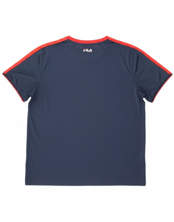 Fila Mens T-Shirt Top 2XL Navy Blue Colourblock Polyester
