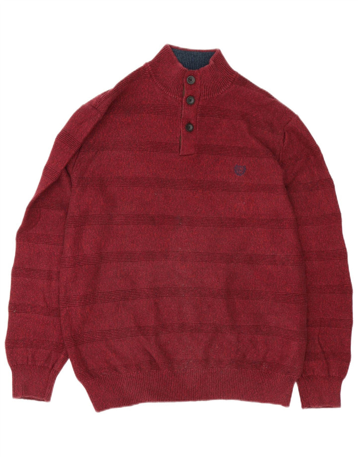Chaps Pull col boutonné pour homme en coton rayé bordeaux moyen