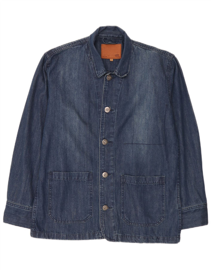 Lager 157 Mens Denim 5 Button Blazer Jacket UK 40 Large Blue Cotton