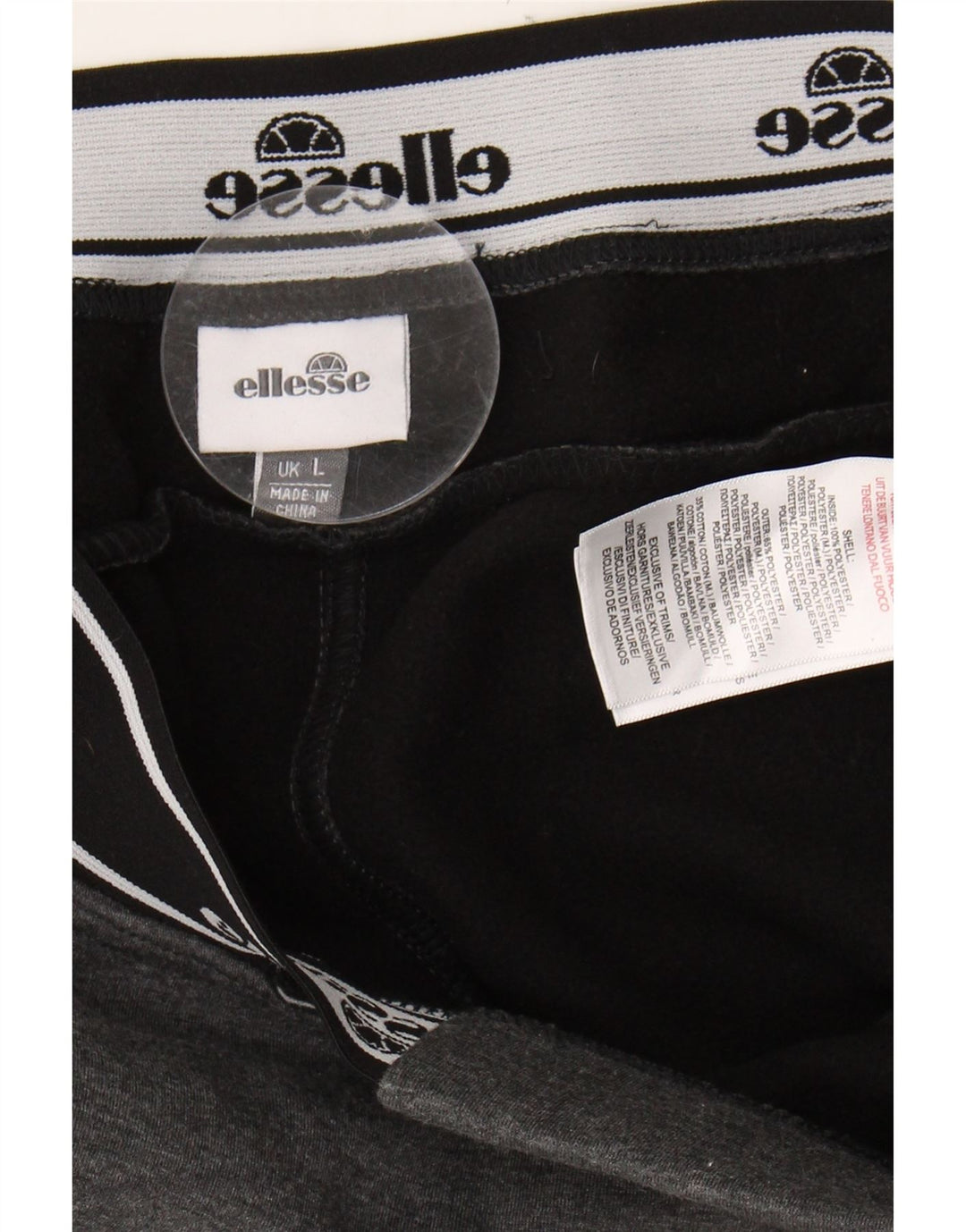 ELLESSE Womens Graphic Tracksuit Trousers UK 16 Large  Grey Polyester Vintage Ellesse and Second-Hand Ellesse from Messina Hembry 