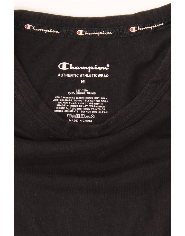 CHAMPION Mens Graphic T-Shirt Top Medium Black Cotton Vintage Champion and Second-Hand Champion from Messina Hembry 