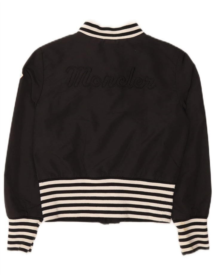Moncler Girls Crop Bomber Jacket 9-10 År Sort Stribet Polyamid