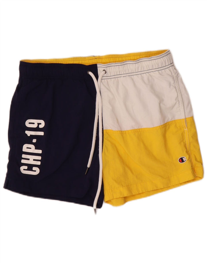 Champion Mens Graphic Swimming Shorts Medium Navy Blue Colourblock