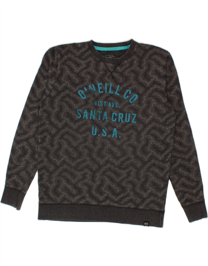 O'NEILL Womens Abstract Pattern Graphic Sweatshirt Jumper UK 16 Large Grey Vintage O'Neill and Second-Hand O'Neill from Messina Hembry 