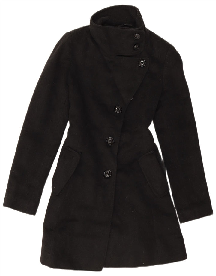 Dkny Womens Oversized Overcoat US 2 XS Black Wool