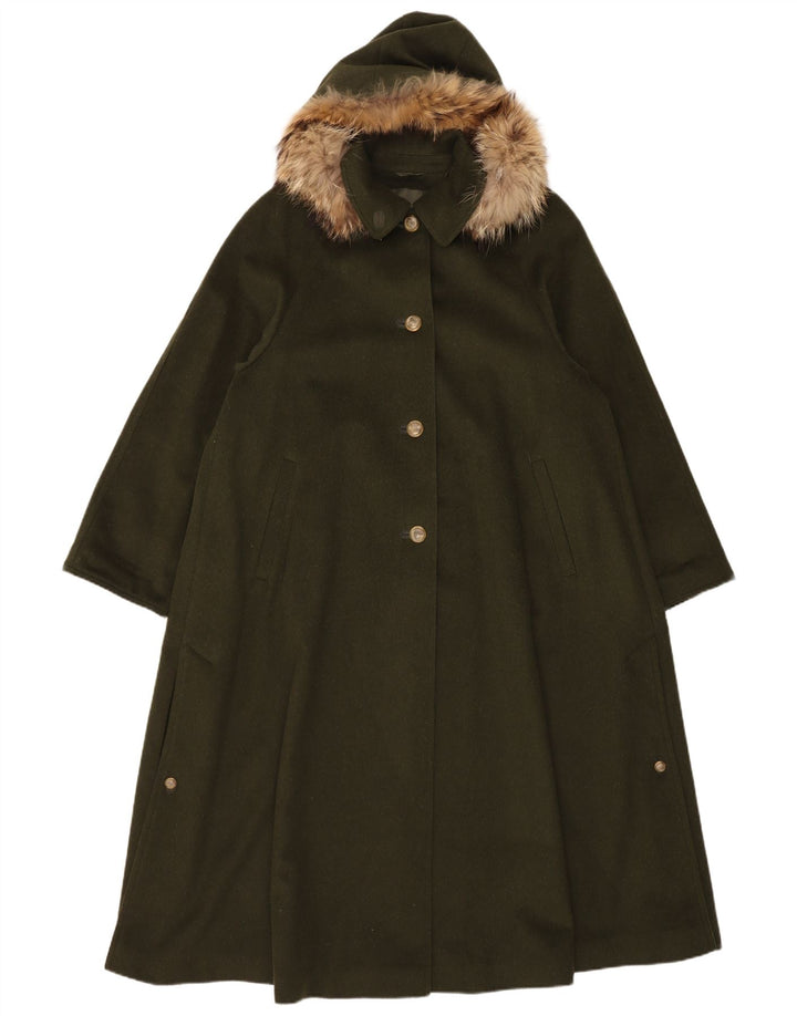 Damski płaszcz oversize z kapturem Moessmer UK 10 Small Khaki