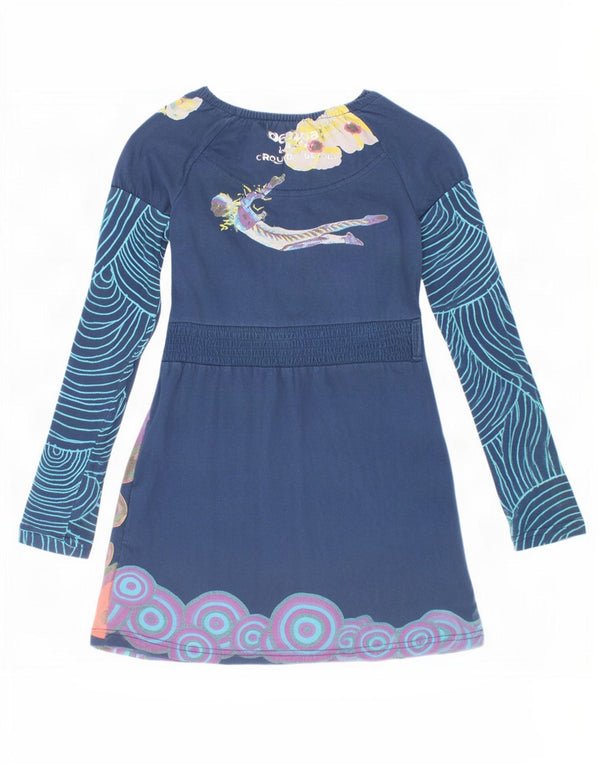 Desigual Ragazze Cirque Du Soleil Abito A-Line 7-8 Anni Blu Floreale