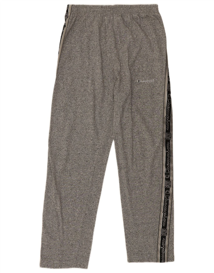 CHAMPION Mens Graphic Tracksuit Trousers Large  Grey Cotton