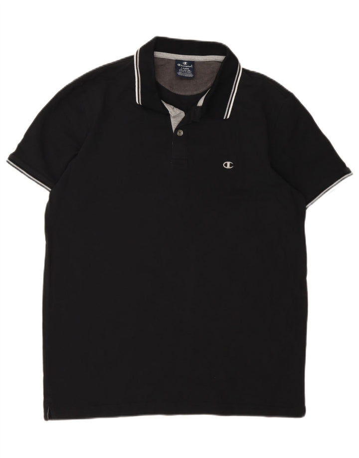 CHAMPION Mens Polo Shirt Large Black Cotton Vintage Champion and Second-Hand Champion from Messina Hembry 
