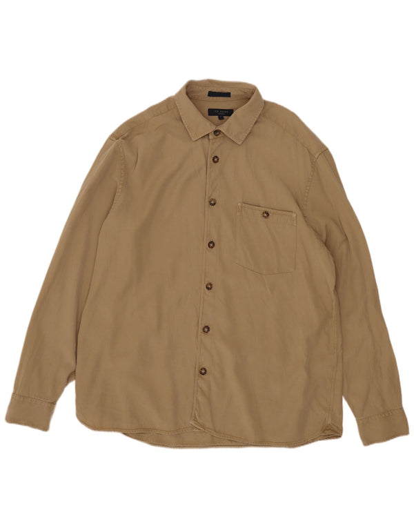 Ted Baker Chemise Homme Taille 4 Large Beige Lyocell