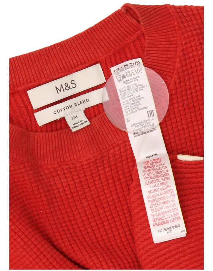 Marks & Spencer Mens Crew Neck Jumper Sweater 2XL Red Polyester