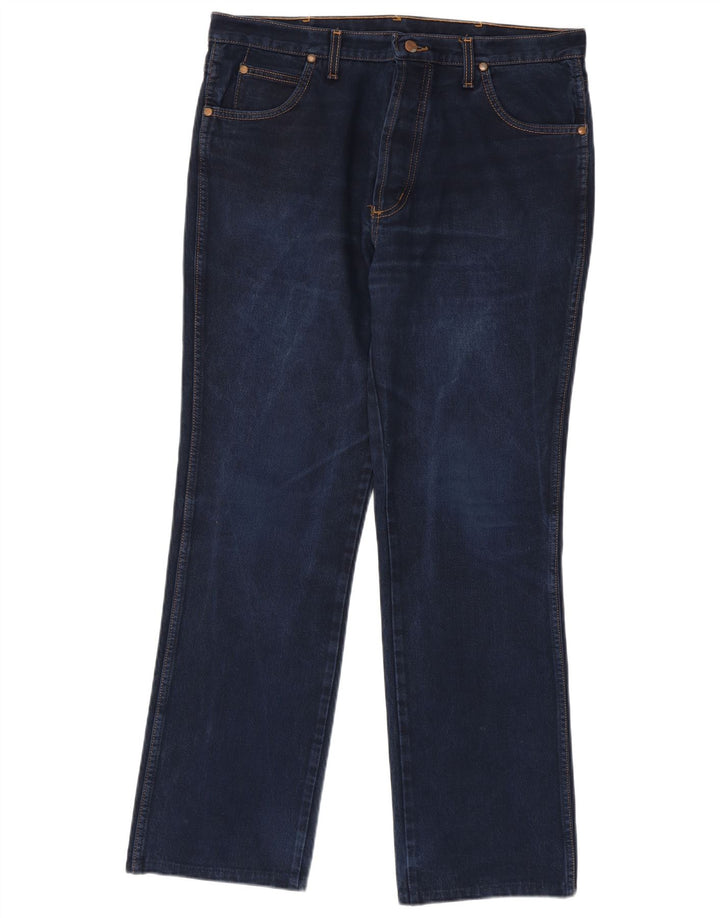 Wrangler Mens Evolution Straight Jeans W36 L32 Navy Blue Cotton