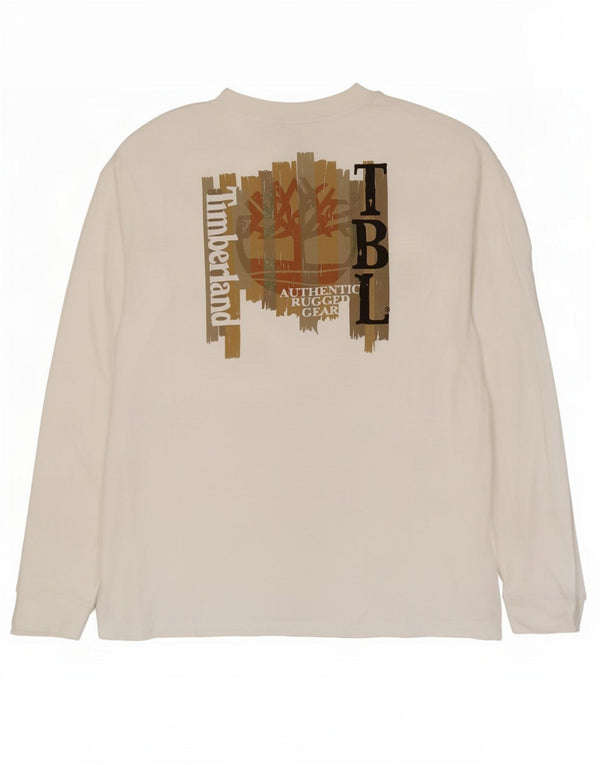 Timberland Mens Graphic Top Manga Longa XL Branco Algodão
